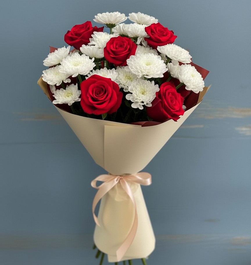 Букет цветов из: Розы и Хризантемы в Тогуре