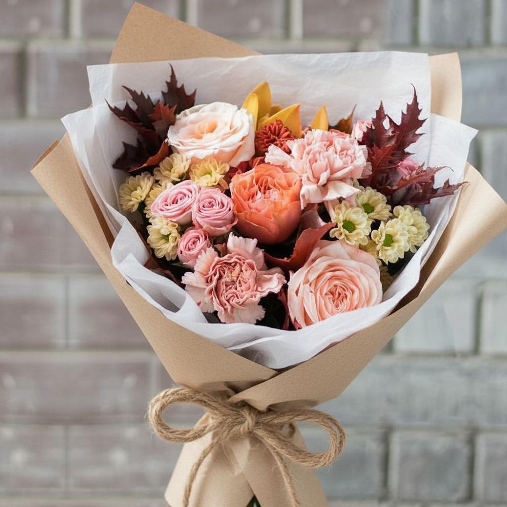 Букет цветов из: Гвоздики, Хризантемы и Розы в Тогуре