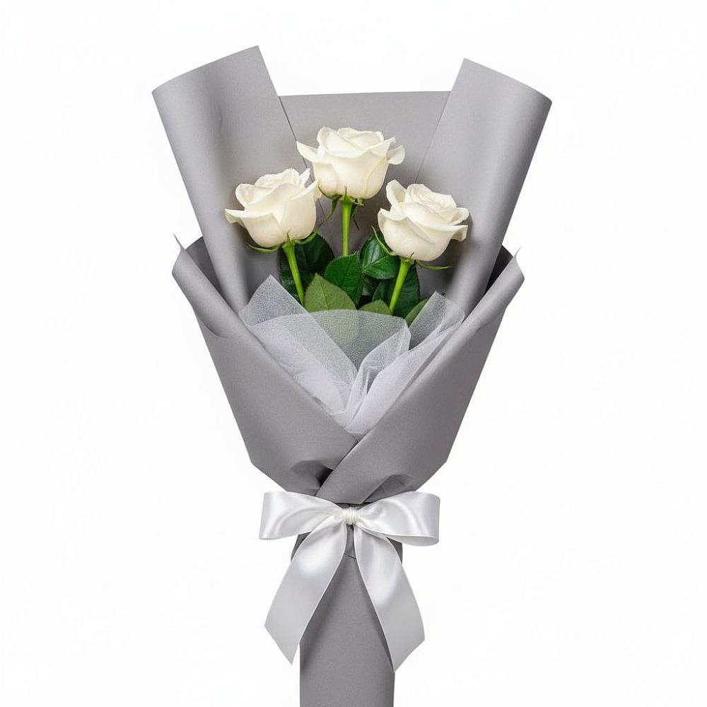 Букет 3 белые розы в Тогуре