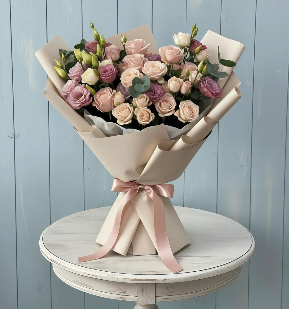 Букет цветов из: Розы и Лизиантусы в Тогуре