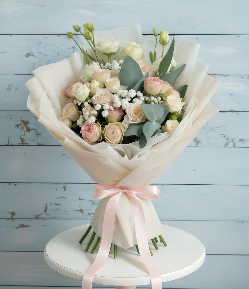 Букет цветов из: Розы и Лизиантусы в Тогуре