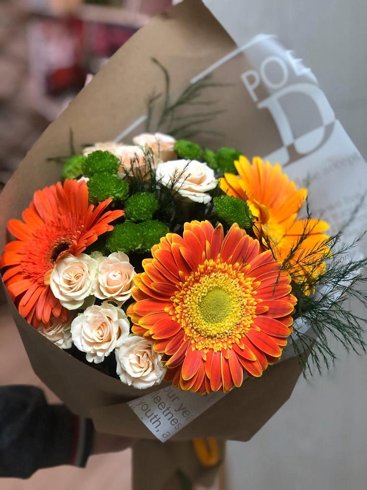 Букет цветов из: Герберы, Хризантемы и Розы в Тогуре